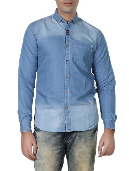 light blue denim casual shirt - 14877323 - Very Small Image - 1