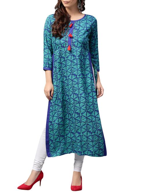 blue rayon straight kurta - 14878231 - Very Small Image - 1