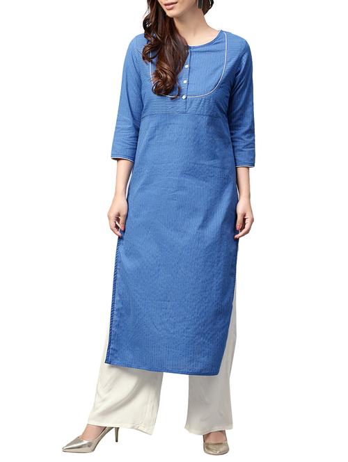 blue cotton kurta palazzo  set - 14878535 - Very Small Image - 1