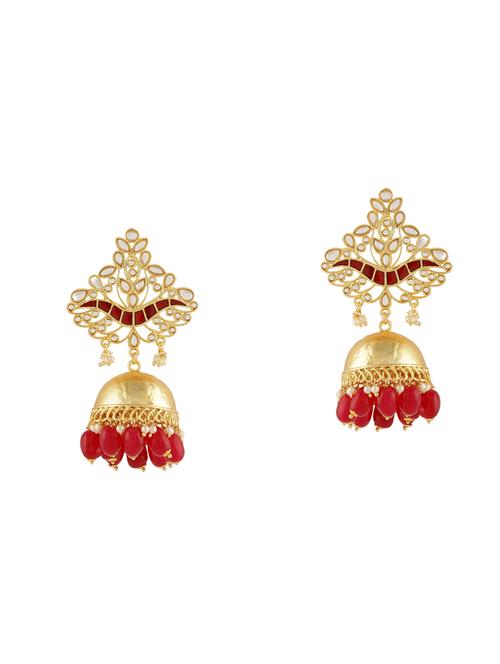 multi colored brass jhumka earrings - 14878594 - Very Small Image - 1