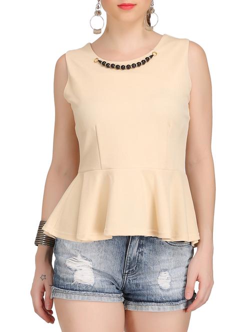 beige embellished peplum top - 14878870 - Very Small Image - 1