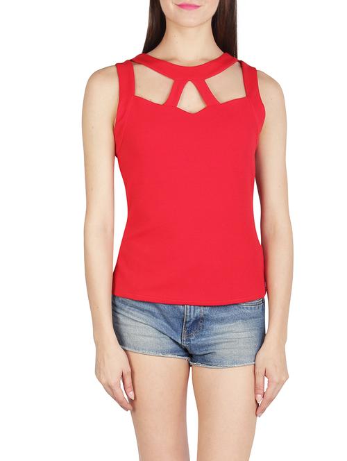 solid red casual top - 14878883 - Very Small Image - 1