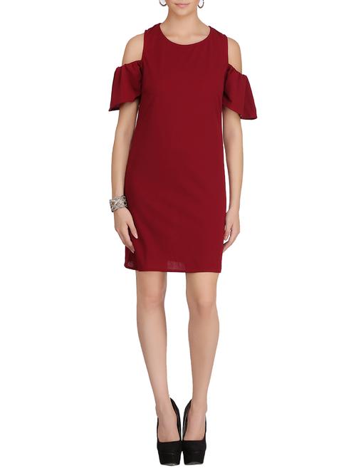 solid maroon sheath dress - 14878909 - Very Small Image - 1