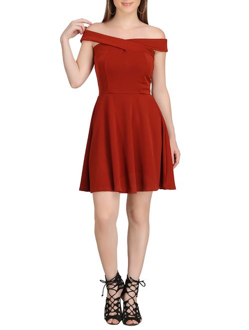 red solid skater dress - 14878914 - Very Small Image - 1