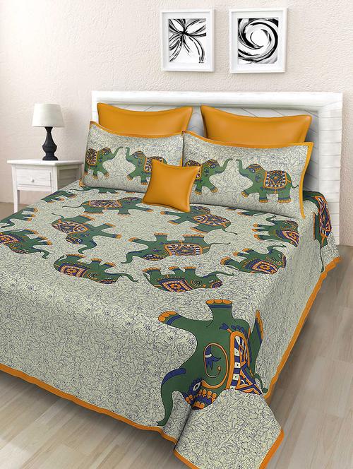 rajasthani traditional double bedsheet with 2 pillow covers - 14878950 - Very Small Image - 1