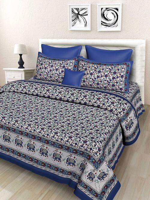 rajasthani traditional double bedsheet with 2 pillow covers - 14878965 - Very Small Image - 1