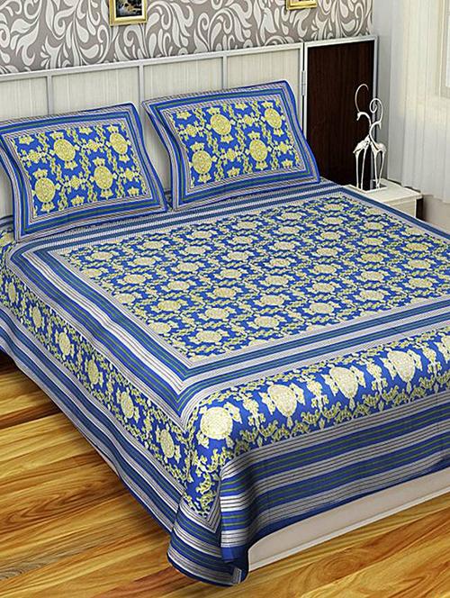 rajasthani traditional double bedsheet with 2 pillow covers - 14879005 - Very Small Image - 1