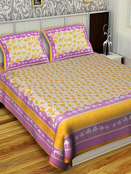 rajasthani traditional double bedsheet with 2 pillow covers - 14879016 - Very Small Image - 1
