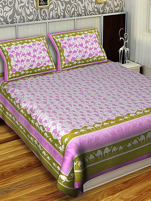 rajasthani traditional double bedsheet with 2 pillow covers - 14879017 - Very Small Image - 1