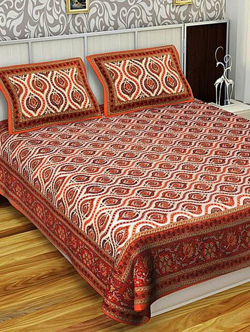 rajasthani traditional double bedsheet with 2 pillow covers - 14879022 - Very Small Image - 1
