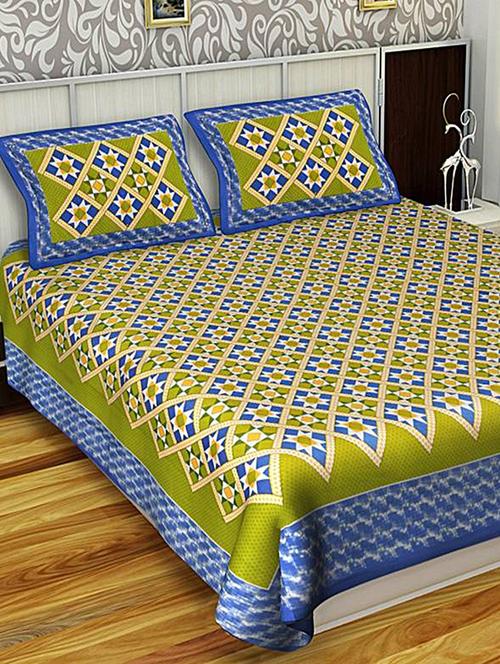 rajasthani traditional double bedsheet with 2 pillow covers - 14879027 - Very Small Image - 1