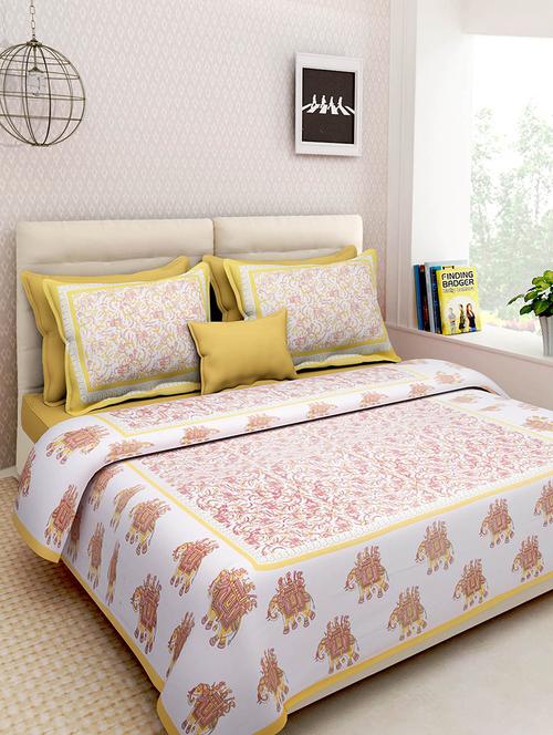 rajasthani traditional double bedsheet with 2 pillow covers - 14879038 - Very Small Image - 1
