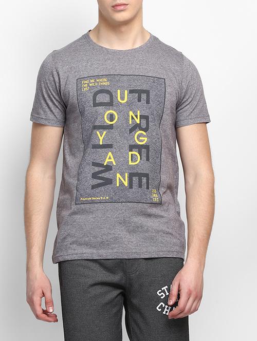 grey cotton front print tshirt - 14879874 - Very Small Image - 1