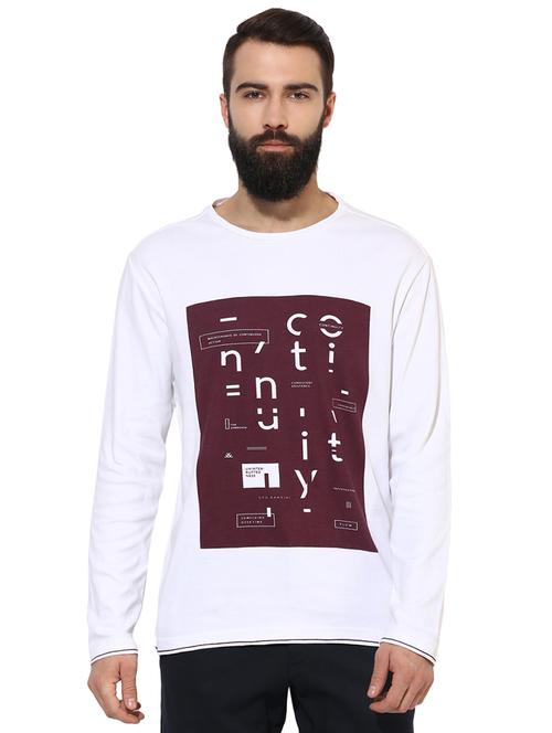 white cotton front print tshirt - 14880161 - Very Small Image - 1