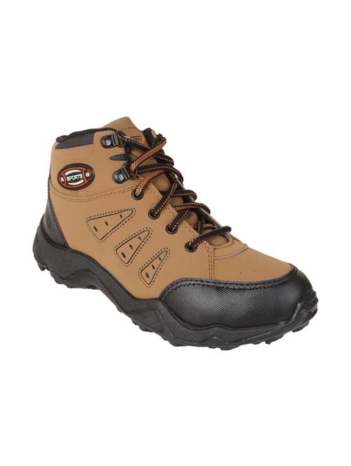 men brown leatherette trekking shoe - 14880760 - Very Small Image - 1