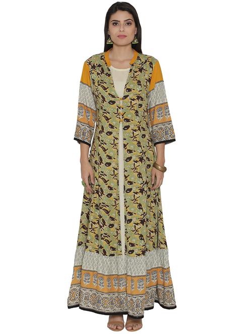 multi colored rayon layered kurta - 14880971 - Very Small Image - 1