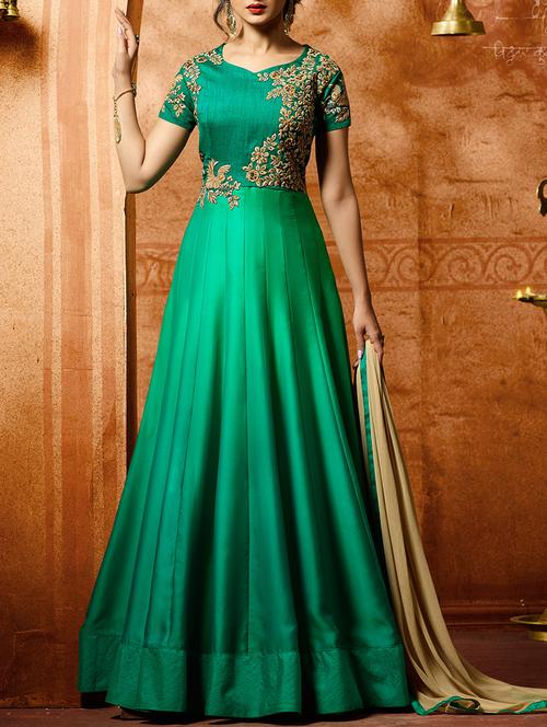 embroidered semi-stitched anarkali suit - 14883006 - Very Small Image - 1