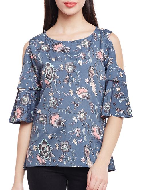 blue printed crepe tunic - 14883791 - Very Small Image - 1