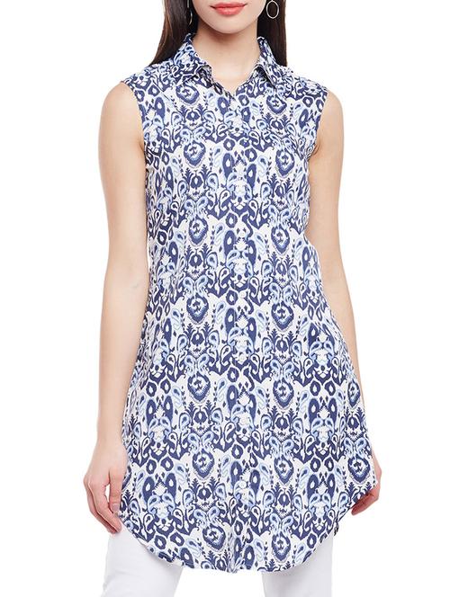 blue printed crepe tunic - 14883801 - Very Small Image - 1