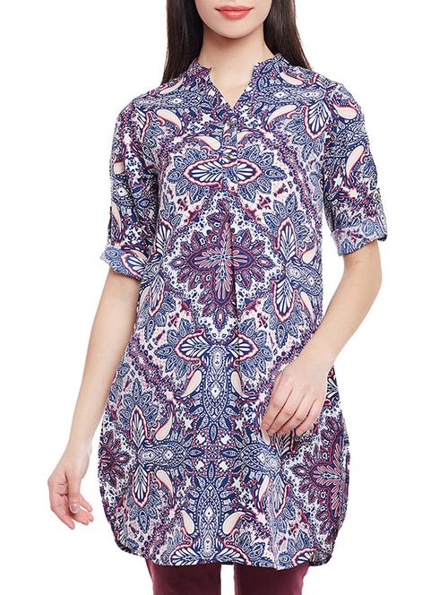 blue printed crepe tunic - 14883807 - Very Small Image - 1