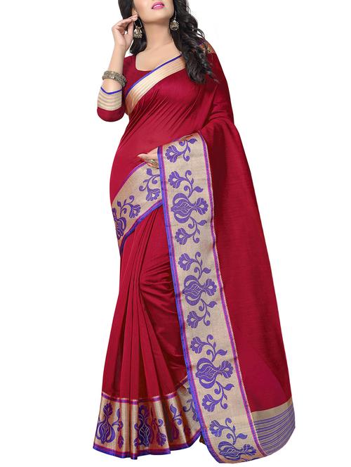 red silk bordered saree with blouse - 14884611 - Very Small Image - 1