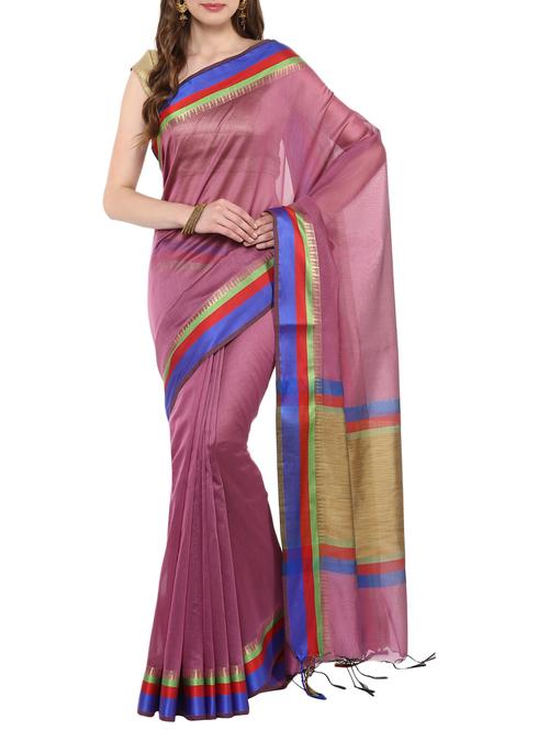 pink bordered saree with blouse - 14884764 - Very Small Image - 1