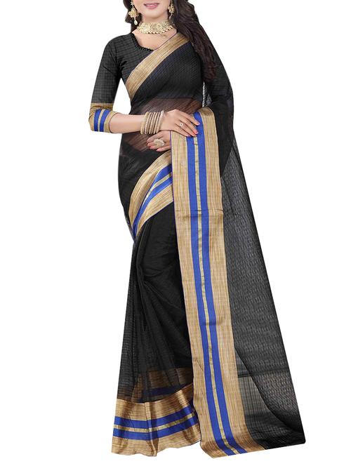 black cotton blend saree - 14884848 - Very Small Image - 1