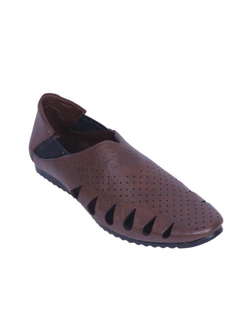 brown leatherette slip on sandal - 14885105 - Very Small Image - 1