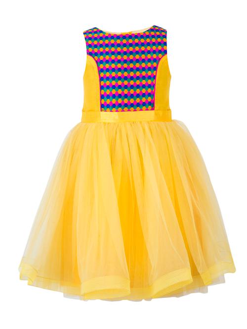 yellow net frock - 14885132 - Very Small Image - 1