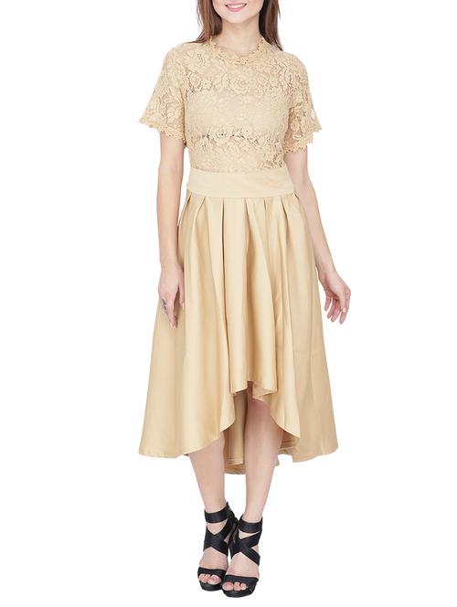 beige satin asymmetric dress - 14885158 - Very Small Image - 1