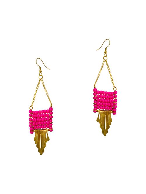 pink metal drop earring - 14885554 - Very Small Image - 1
