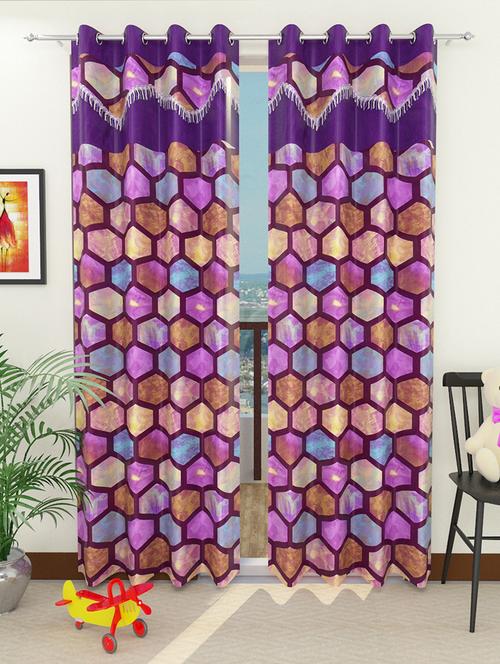 2 piece premium polyester designer curtain - window 5 ft, purple - 14886273 - Very Small Image - 1