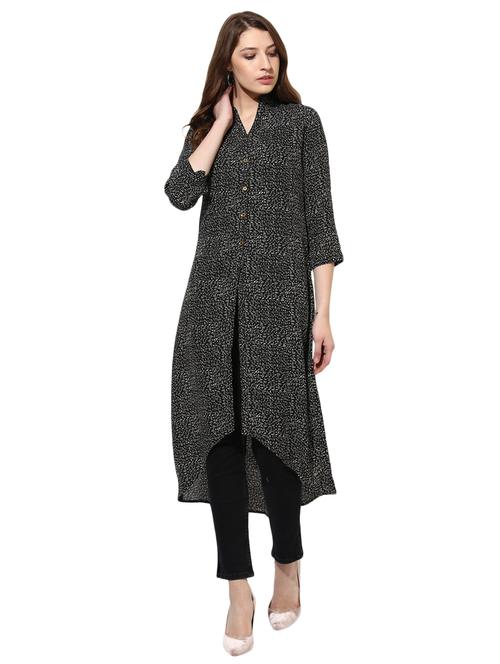 black georgette high-low kurta - 14886966 - Very Small Image - 1