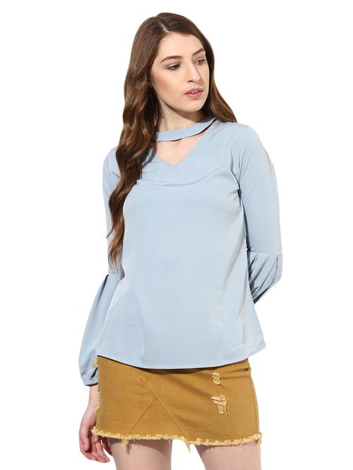 choker neck lantern sleeved top - 14886978 - Very Small Image - 1
