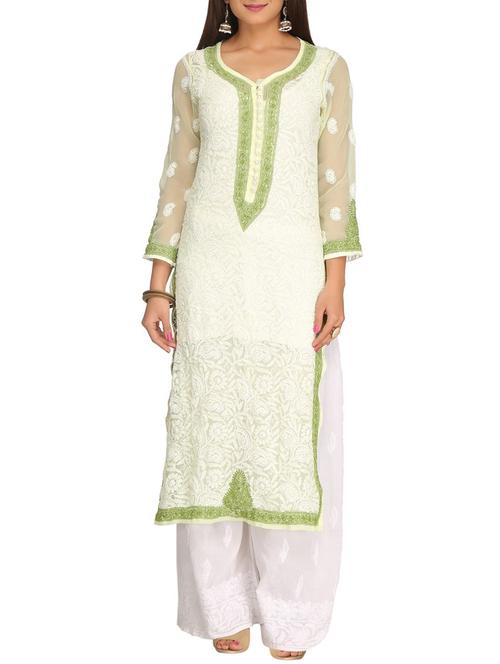 ada white chikankari kurta - 14887144 - Very Small Image - 1