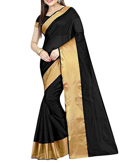 black silk bordered saree with blouse - 14887304 - Very Small Image - 1