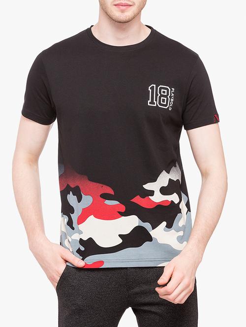 black cotton all over print tshirt - 14888238 - Very Small Image - 1