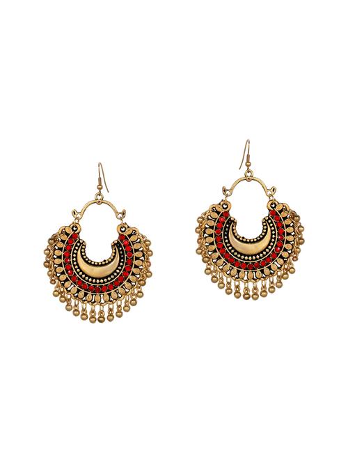 red metal chandballi earrings - 14888422 - Very Small Image - 1