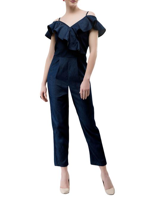 ruffled front full leg jumpsuit - 14891310 - Very Small Image - 1