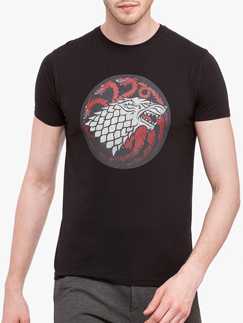 black cotton chest print tshirt - 14891817 - Very Small Image - 1