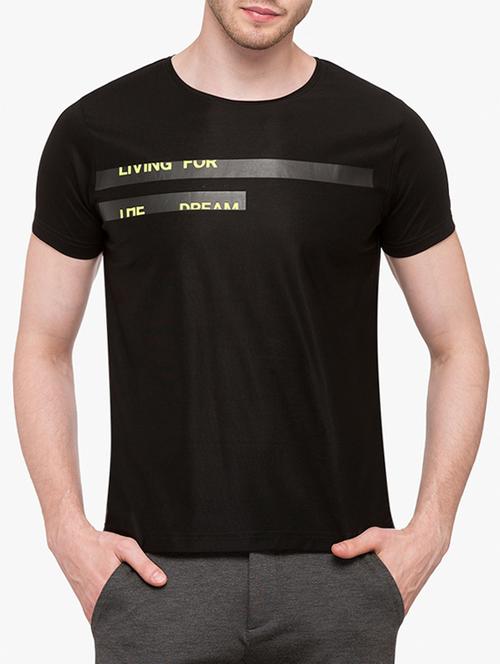 black cotton chest print tshirt - 14891831 - Very Small Image - 1