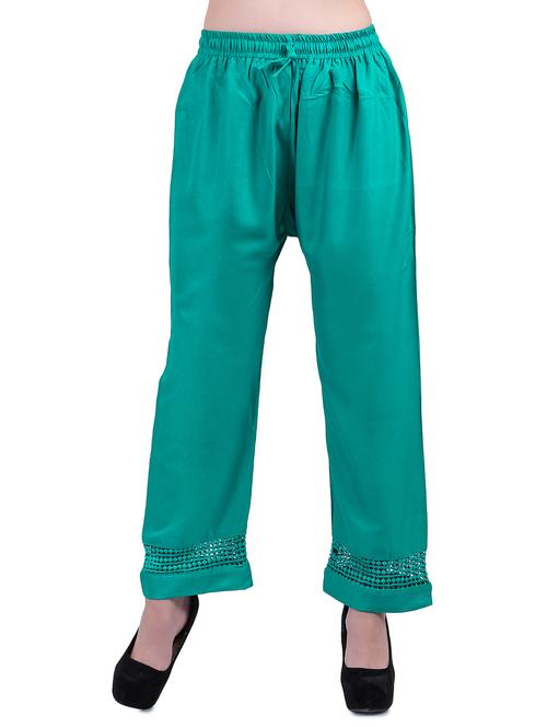 green viscose straight palazzo - 14892267 - Very Small Image - 1