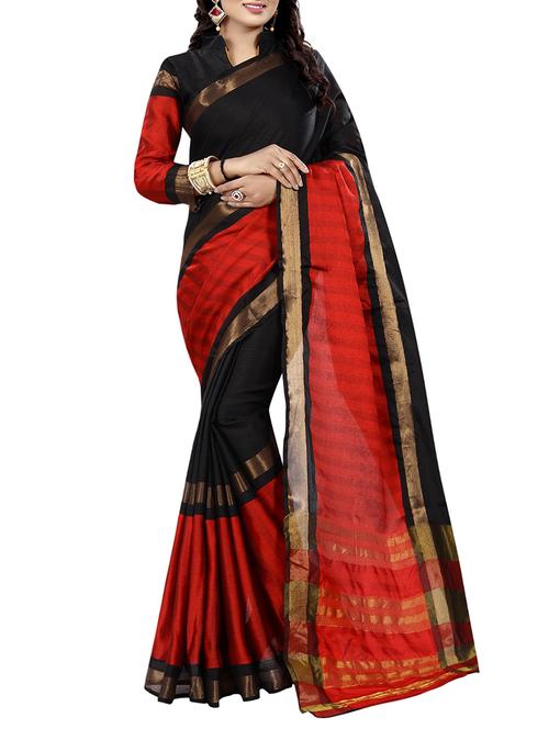 black woven saree with blouse - 14893046 - Very Small Image - 1