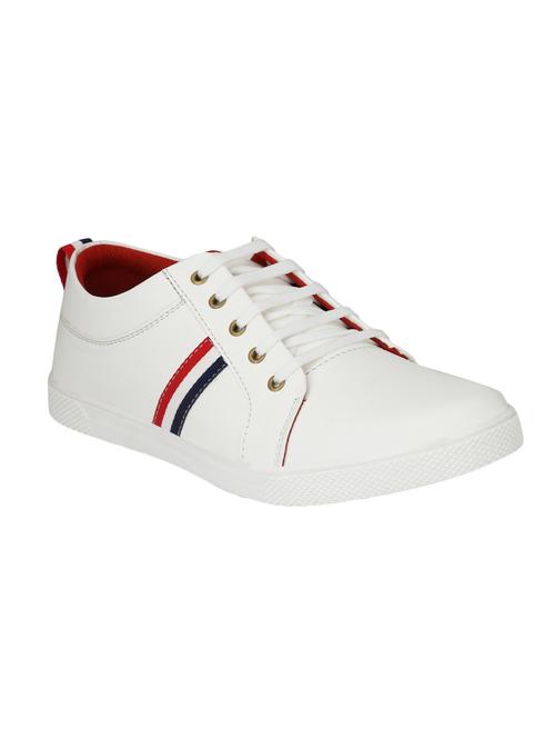 white leatherette lace up sneaker - 14893349 - Very Small Image - 1