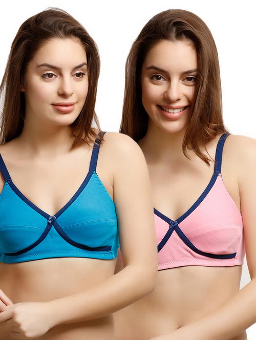 set of 2 multi colored solid bras - 14893614 - Very Small Image - 1