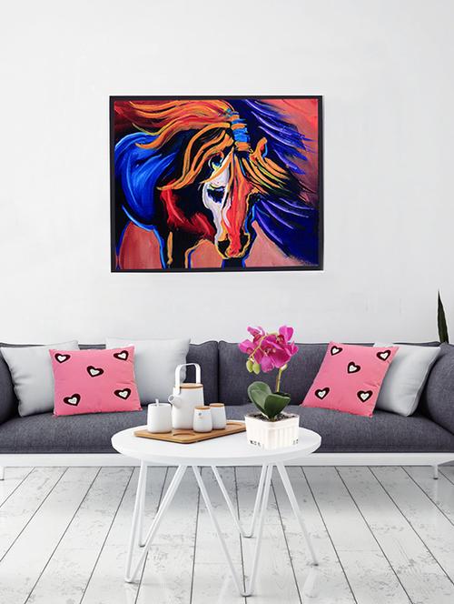 multicolor deep shades horse canvas painting - 14893944 - Very Small Image - 1