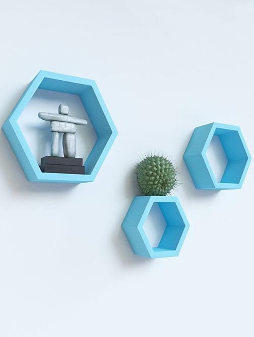 home deco hexagon shape storage wall shelves set of 3 - 14894263 - Very Small Image - 1