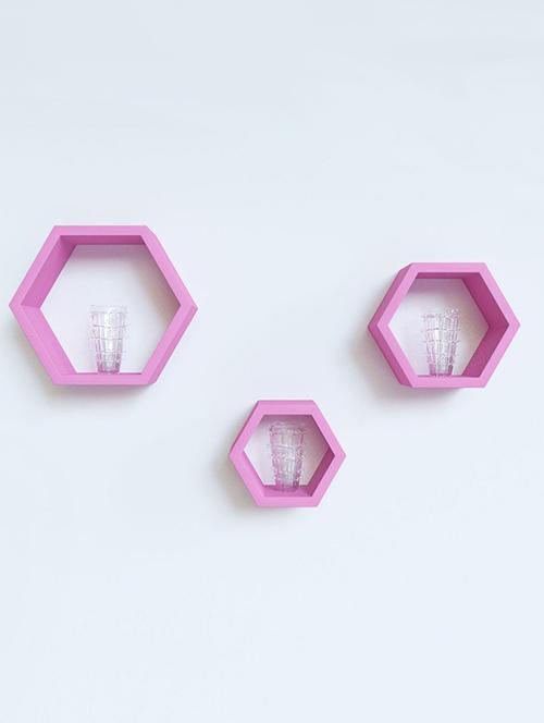 home deco hexagon shape storage wall shelves set of 3 - 14894266 - Very Small Image - 1