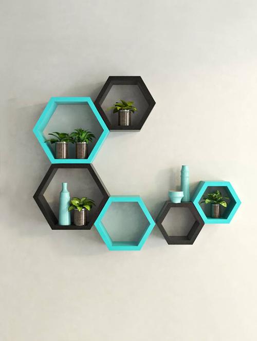 home deco hexagon shape storage wall shelves set of 6 - 14894272 - Very Small Image - 1