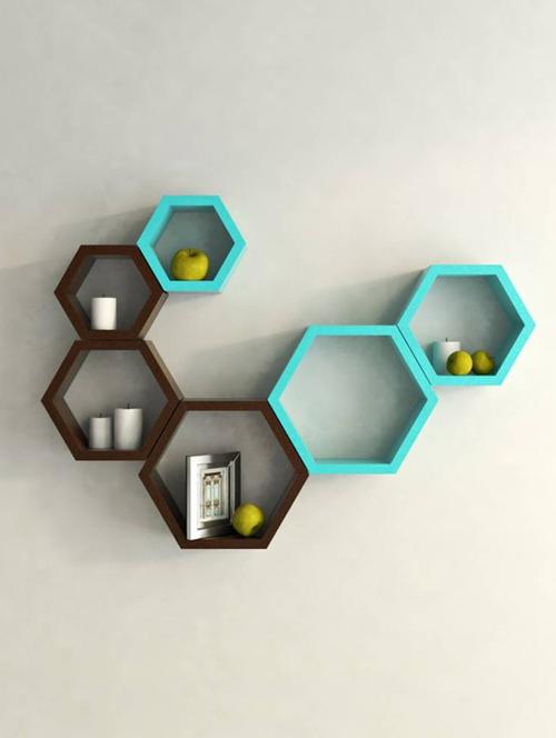 home deco hexagon shape storage wall shelves set of 6 - 14894276 - Very Small Image - 1